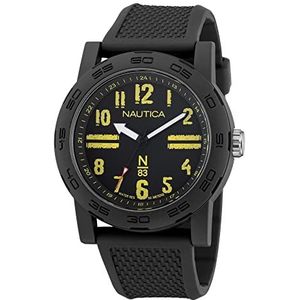 Nautica N83 Heren NAPATS303 Ayia Triada zwart tarwe PU Fiber Strap horloge, Zwart/Zwart/Zwart, Modern
