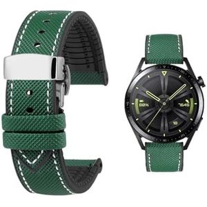Fit for Longines Seiko water ghost Hamilton serie nylon rubber Onderkant horlogeband 20mm 22mm 23 Band mannen zachte Waterdichte Polsband (Color : Green White silver B, Size : 21mm)