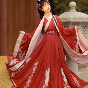 AJOHBM Rode Chinese Oude Traditionele Hanfu Kostuum Vrouw Fairy Jurk Dame Han Dynastie Cosplay Podium Outfits Hanfu Jas Vrouwen