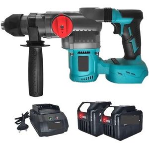 2-standen borstelloze elektrische slagboormachine 26 mm snoerloze boorhamer handgereedschap(2PCS 6.0Ah Battery)