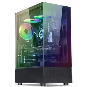 Spirit Of Gamer - Gaming-pc-behuizing met 3 120 mm ARGB ventilatoren, ATX/mATX, medium tower, zij- en voorkant van gehard glas, geoptimaliseerd voor koeling - Spectra Dark