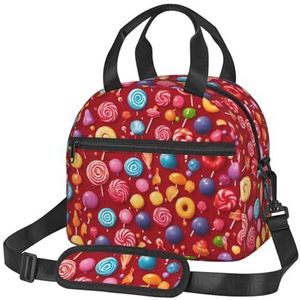 OdDdot Lollipop Print Lunch Bag Herbruikbare Geïsoleerde Volwassen Tote Lunch Tas voor Vrouwen/Mannen Werk Picknick Strand Reizen