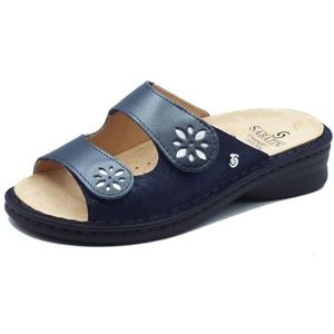 Sabatini S57R Emma Pearl Brina blauwe sandalen voor dames, van leer met dubbele klittenbandsluiting, Blauw, 35 EU