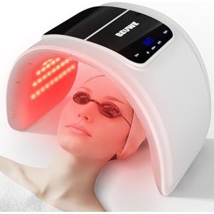 Beuwe Roodlichttherapie-masker, led-lichttherapie voor gezicht, 7 kleuren, gezichtsmasker, led-lichttherapie-gereedschap, huidverzorgingsset thuis, schoonheidsmasker van M