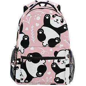 My Daily School Rugzakken Leuke Panda Roze Laptop Tas Vrouwen Casual Daypack Jongens Meisjes Boekentas, Meerkleurig, 11.4 x 5.5 x 16 inches, Laptop