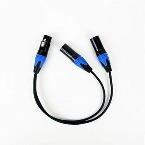 Professionele 3Pin XLR Vrouwelijke Jack Naar Dual 2 Mannelijke Plug Y Splitter Kabel Kleur XLR Adapter Snoer 0.3M 0.5M (Color : Blue, Size : 0.5m)