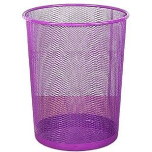 Vuilnisbak Meerkleurige prikkeldraad metalen dekselloze prullenbak prullenbak kantoor huishouden ronde prullenbak Pedaalemmer(Purple,S)