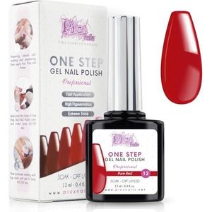 Semi-Permanente UV/Led Nagellak One Step 12 ml - Zuiver Rood - Gel Nagellak - Onmiddellijk Glanzende Nagels met of zonder Basis en Top Coat
