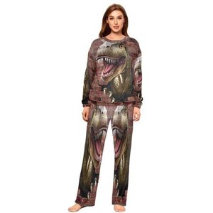YOUJUNER Pyjama sets voor vrouwen, 3D dinosaurus ontwerp winter warme nachtkleding zomer loungewear set pyjama nachtkleding set, Meerkleurig, M