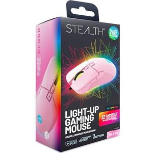 STEALTH Pastelroze led-gamingmuis met 7 knoppen, compatibel met gameconsoles en pc
