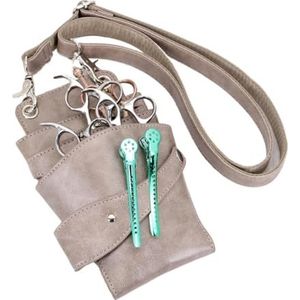 PXAMORTEL Kapperstas Kappersschaartas Pouch Haarstylist PU leren riem Holster Pouch for salonkam Kappersgereedschapsset Lichtgewicht multi-pocket kapperstas(Grey)