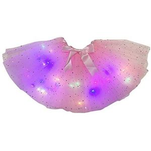 Petitebelle Enkele kleur Bling Sterren Led Verlichting Lady Tulle Tutu, Lichtroze, One size