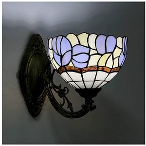 Tiffany Wandlamp Tiffany Stijl Wandlamp Met 20cm Gekleurde Glazen Lampenkap, Metalen Nachtkastlamp Voor Woonkamer, Slaapkamer En Badkamer