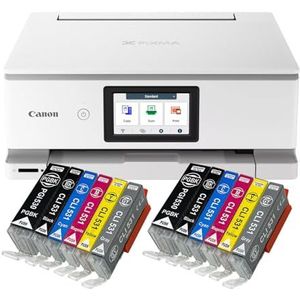 IC-Office TS8751 multifunctionele inkjetprinter 3-in-1 (printen, kopiëren, scannen, SD-kaart, duplex, WLAN, AirPrint) wit + 12 XXL inktpatronen
