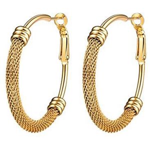 PROSTEEL Huggie Creolen voor dames en meisjes, roestvrij staal, 18k verguld, 25/30/40/60/70/80 mm, grote cirkeloorbellen, accessoire, 40 mm, verguld, Geen edelsteen