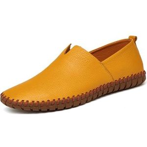 Men's Loafers Casual Slip On Leather Shoes Soft Penny Loafers For Men Lightweight Driving Boat Shoes(Color:Yellow,Size:EU 45)