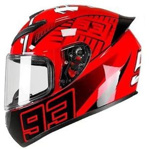 Full Face Motorhelm met Dubbele Achtervleugels DOT Gecertificeerd - Lichtgewicht en Duurzame Volwassen Motorfiets Straat Fietshelm (M)(Red ant,XX-Large)
