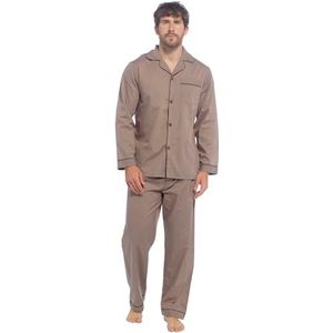 Strong Souls Herenpyjama, traditionele 2-delige pyjama, Mokka, XL