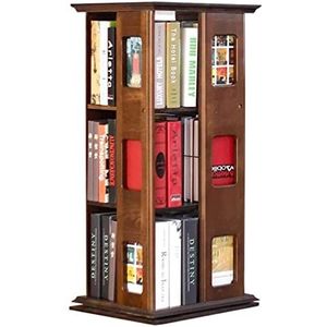 Boekenkasten Creatieve boekenplank 5-laags boekenkast van beukenhout 360 ° draaibaar displayrek Boekenkast Afgeronde hoek Ontwerp Boekenplanken Praktisch Ruimtebesparend