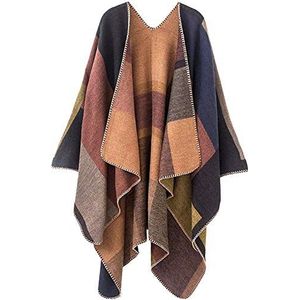 Poncho voor dames, sjaal, omslagdoek, cape, imitatiekasjmier, royale maat, elegant, warm, winters, dik en zacht, One Size