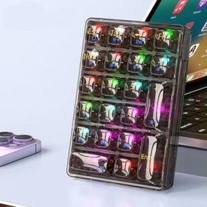 QPSJXN K21 21-TEY-mechanisch toetsenbord, draadloos, Bluetooth, 24 GHz, USB-C-aansluiting, kleurrijke full-knop, hot swap, compatibel met pc's en laptops (Black Glass Switch)