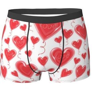 ZJYAGZX Romantische Rode Hart Print Heren Boxer Slips Trunks Ondergoed Vochtafvoerend Heren Ondergoed Ademend, Zwart, XL