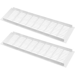 ventilatieroosters, Aluminium Alloy Air Vent, Set van 2 ventilatieroosters, wit ventilatierooster, aluminium uitlaatrooster, vierkant for keukenkast, schoenenkast en kledingkast(150mm*400mm)