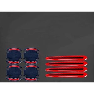 Aanpassing van autostyling Auto Veiligheid Reflecterende Strip Auto Stickers 8 Algemene 3D Koolstofvezel Auto Deurklink Stickers Krasbestendige Stickers (Color : Rood)