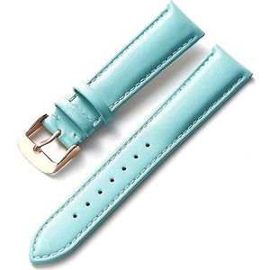LUGEMA Horloge lederen band mannen en vrouwen zakelijke band rood bruin blauw 14mm 16mm 18mm 20mm 22mm 24mm lederen horloge accessoires (Color : Light blue rose, Size : 14mm)