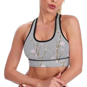Kersenbloesem Bloem Ademend Sport Bras Voor Vrouwen Draadloze Workout Yoga Vest Ondergoed Racerback Crop Tank Top M