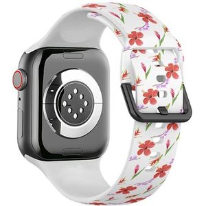 Zachte sportband compatibel met Apple Watch 38/40/41mm (Rood-Roze Gember Hibiscus Paars) Siliconen Armband Strap Accessoire voor iWatch