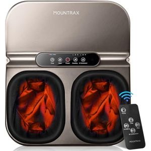Mountrax Elektrisch voetmassageapparaat met warmtefunctie, shiatsu voetmassageapparaat voor plantaire fasciitis en pijnverlichting, geschikt voor voeten tot maat 46