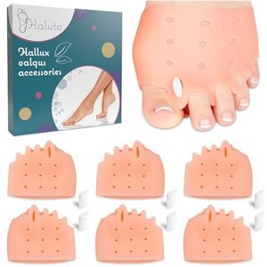 Haluto 3 paar / 6 stuks balkussens voor de voorvoet - teenspreider met gel middenvoetkussen - hallux valgus correctie - hamertencorrectie - teenspreider gel voor overlappende tenen - teenslippers