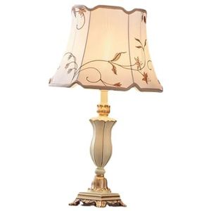 Colcolo Europese Stijl Tafellamp Tafellamp Bedlamp Pastorale Bureaulamp Nachtkastje Lamp voor Slaapkamer Woonkamer Beddecoratie, Wit Lichaam