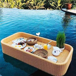 pallet， Zwembadvlotten for volwassenen for spa's, baden en feestjes | Drijvende dienblad for in het zwembad for drankjes, brunch en eten op het strand(Apricot)