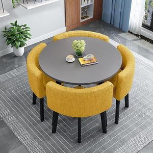 XIANGLV Eettafelset voor 4 vergaderzalen tafel ronde tafel en stoelen eetkamer tafel set voor 4 kleine ronde eettafel ronde keukentafel cirkel keukentafel (A36,90x90x75cm)