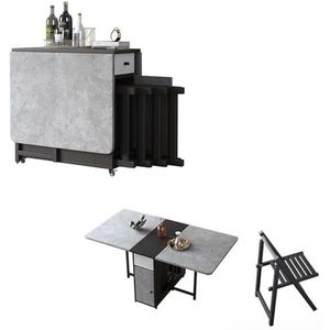 Ruimtebesparende inklapbare eettafel, multifunctionele tafel met 4 stoelen, uitschuifbare houten eetkamertafelset, keukenkantoormeubilair voor kleine ruimtes