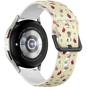 Sportieve zachte band compatibel met Samsung Galaxy Watch 6 / Classic, Galaxy Watch 5 / PRO, Galaxy Watch 4 Classic (Vintage Rabbit) siliconen armband accessoire