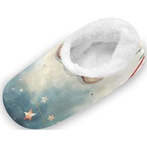 KAAVIYO Leuke Cartoon Dier Olifant Outdoor Slippers Katoen Huis Schoenen Gesloten Terug Winter Antislip Fuzzy Voeten Slippers voor Indoor Jongens Vrouwen, Patroon, XX-Large