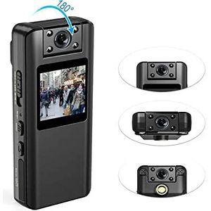 Mini-lichaamscamera, A22 1080P Full HD Nachtzicht Mini Body Camera met LCD-scherm Kleine camcorder Bike Police Cam Sports DV voor wetshandhaving, levering (Size : Without TF Card, Color : Nero)