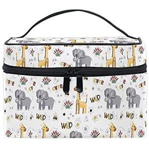 Schattige baby giraffe olifant make-up tas voor vrouwen cosmetische tassen toilettas trein koffer