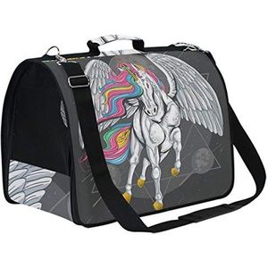 LDIYEU Fly Wing Eenhoorn Paard Maan Huisdier Katten Honden Carrier Crossbody Tassen Luchtvaartmaatschappij Goedgekeurd Kitty Bag voor Reizen Puppy Kitten