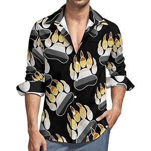 LGBT Bear overhemd voor heren, button-down shirt met lange mouwen, V-hals, casual tops met normale pasvorm
