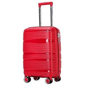 Bagage Koffer Trolley Koffer Reiskoffer Met Spinnerwielen, Lichtgewicht Ergonomische Handgrepen, Reiskoffers Reiskoffer Handbagage (Color : Rot, Size : 24inch)