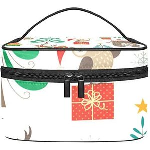 Kerst dieren make-up organizer tas, reizen make-up tas organizer case draagbare cosmetische tas voor vrouwen en meisjes toiletartikelen, Meerkleurig, 22.5x15x13.8cm/8.9x5.9x5.4in