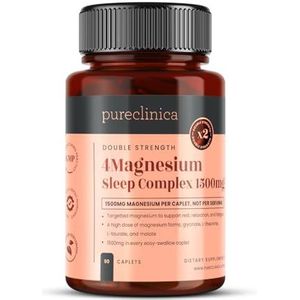 Magnesium Slaapcomplex Dubbele Sterkte 1500mg x 90 Tabletten – 247mg Elementair Magnesium – Bisglycinaat, Malaat, L-Tauraat & L-Theanine – Voorraad voor 3 Maanden