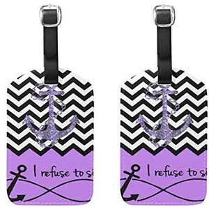 Bagage Labels, Paars Chevron Zigzag Infinity Anker Patroon Print Bagage Bag Tags Reizen Tags Koffer Accessoires 2 Stuks Set