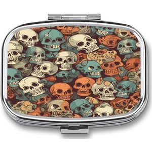 Schedels Pillendoos Pil Organizer Pil Case 2 Compartiment Geneeskunde Pil Organizer Kleine Pil Case Pil Container Pillenhouder Leuke Pillendoos Mini Pillendoosje