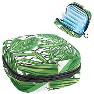 Periode Pouch Draagbare Tampon Opbergtas,Tampon Houder voor Portemonnee Vrouwelijke Product Organizer,Groene Plant, Meerkleurig, 4.7x6.6x6.6 in/12x17x17 cm