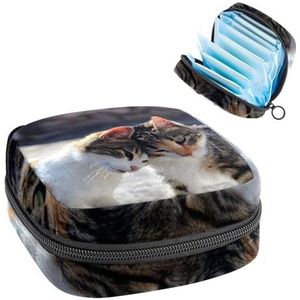Opbergtas voor maandverband, menstruatiecup zakje tampon tas, menstruatiepads, houder organizer voor vrouwen meisjes, katten dier